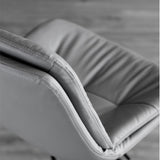 Sleek Grey Leather Swivel Bar Stools