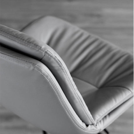 Sleek Grey Leather Swivel Bar Stools