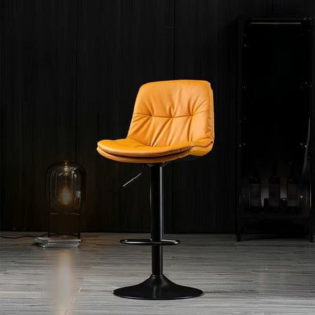 Sleek Grey Leather Swivel Bar Stools