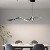Modern Linear LED Pendant Light Dimmable 140cm Black