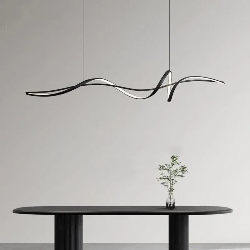 Modern Linear LED Pendant Light Dimmable 140cm Black