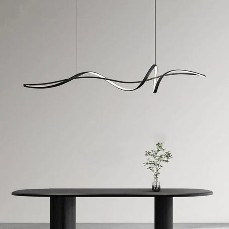 Modern Linear LED Pendant Light Dimmable 140cm Black