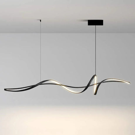 Modern Linear LED Pendant Light Dimmable 140cm Black