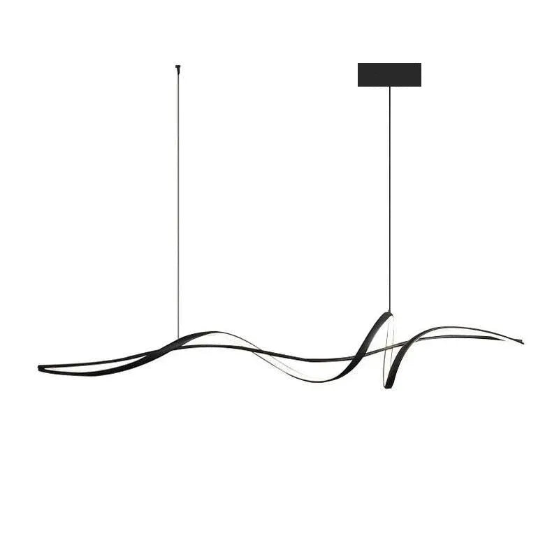 Modern Linear LED Pendant Light Dimmable 140cm Black