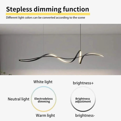 Modern Linear LED Pendant Light Dimmable 140cm Black