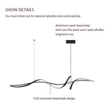 Modern Linear LED Pendant Light Dimmable 140cm Black
