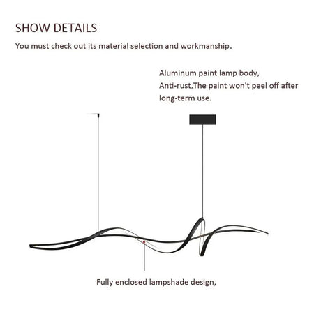 Modern Linear LED Pendant Light Dimmable 140cm Black