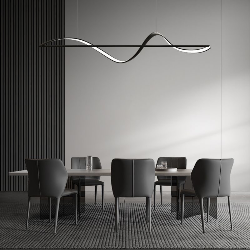 BAMDECOR A36 Dimmable LED Linear Chandelier in Black — 140cm — Allure Home Collections