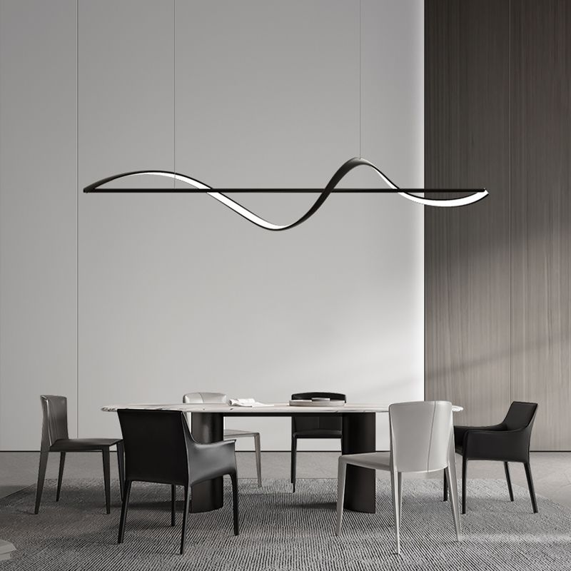 BAMDECOR A36 Dimmable LED Linear Chandelier in Black — 140cm — Allure Home Collections