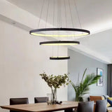 BAMDECOR Modern 3-Ring Dimmable LED Chandelier in Black — Allure Home Collections
