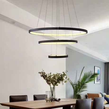 BAMDECOR Modern 3-Ring Dimmable LED Chandelier in Black — Allure Home Collections