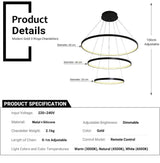 BAMDECOR Modern 3-Ring Dimmable LED Chandelier in Black — Allure Home Collections