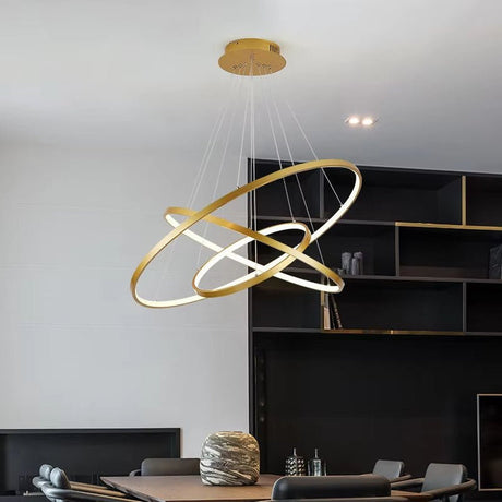 BAMDECOR Modern 3-Ring Dimmable LED Chandelier in Gold — Allure Home Collections