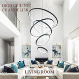 BAMDECOR A18801 Modern 5-Ring Dimmable LED Chandelier in Black — Allure Home Collections