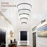 BAMDECOR A18801 Modern 5-Ring Dimmable LED Chandelier in Black — Allure Home Collections