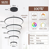 BAMDECOR A18801 Modern 5-Ring Dimmable LED Chandelier in Black — Allure Home Collections