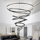 BAMDECOR A18815 Modern 7-Ring LED Pendant Chandelier in Black — Allure Home Collections