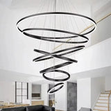 BAMDECOR A18815 Modern 7-Ring LED Pendant Chandelier in Black — Allure Home Collections