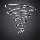 BAMDECOR A18815 Modern 7-Ring LED Pendant Chandelier in Black — Allure Home Collections