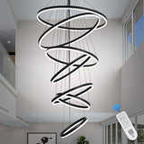 BAMDECOR A18815 Modern 7-Ring LED Pendant Chandelier in Black — Allure Home Collections