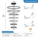 BAMDECOR A18815 Modern 7-Ring LED Pendant Chandelier in Black — Allure Home Collections