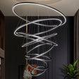Modern LED Ring Chandelier 8 Rings Black view 1