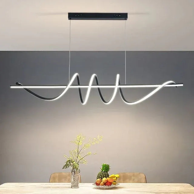 Black modern LED linear pendant light, 1.5 metres, view 1