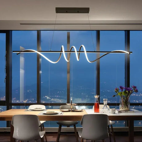 Black modern LED linear pendant light, 1.5 metres, view 2