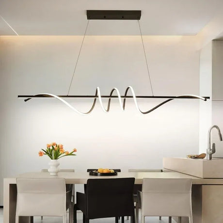 Black modern LED linear pendant light, 1.5 metres, view 3