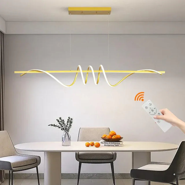 Linear LED Pendant Light, Gold, 180cm