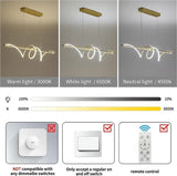 Linear LED Pendant Light, Gold, 180cm