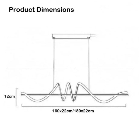 Linear LED Pendant Light, Gold, 180cm