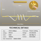 BAMDECOR A202 Dimmable LED Linear Pendant Light in Gold — 1.8m — Allure Home Collections