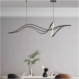 Modern Minimalist LED Pendant Light Dimmable Black 1.6 Metres