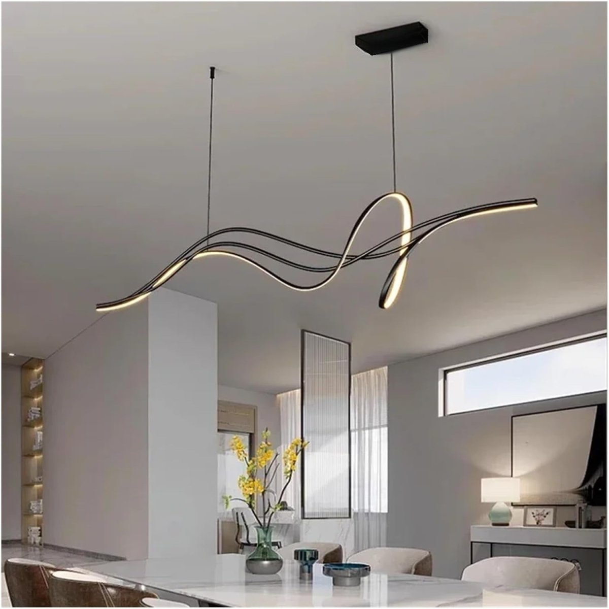 Modern Minimalist LED Pendant Light Dimmable Black 1.8 Metres