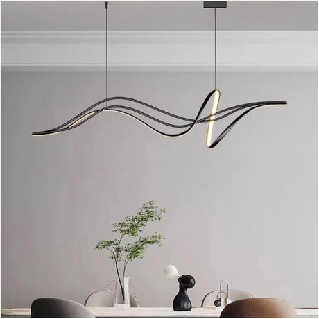 Modern Minimalist LED Pendant Light Dimmable Black 1.8 Metres