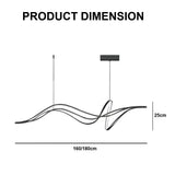 Modern Minimalist LED Pendant Light Dimmable Black 1.8 Metres