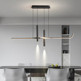 Modern Black Linear LED Pendant Light 120cm
