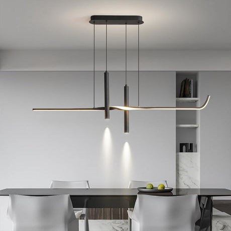 Modern Black Linear LED Pendant Light 120cm