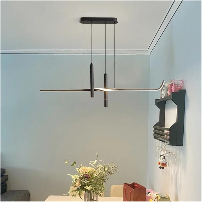 Modern Black Linear LED Pendant Light 120cm