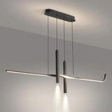 Modern Black Linear LED Pendant Light 120cm