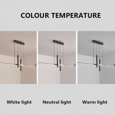Modern Black Linear LED Pendant Light 120cm