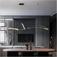 Modern black LED linear pendant light, 180cm