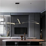 Modern black LED linear pendant light, 180cm