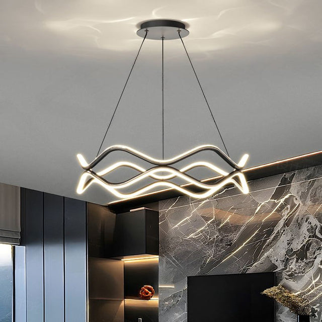 BAMDECOR Modern Wavy Black Aluminum Light Fixture