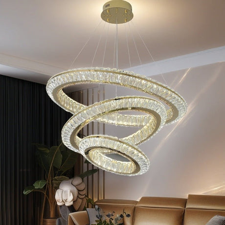 Three Ring Crystal LED Chandelier, Gold, 80/60/40cm
