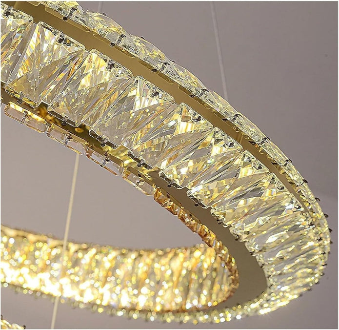 Three Ring Crystal LED Chandelier, Gold, 100/80/60cm