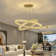 Two Ring Round Crystal LED Chandelier, Gold, 100/60cm