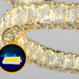 Two Ring Round Crystal LED Chandelier, Gold, 100/60cm