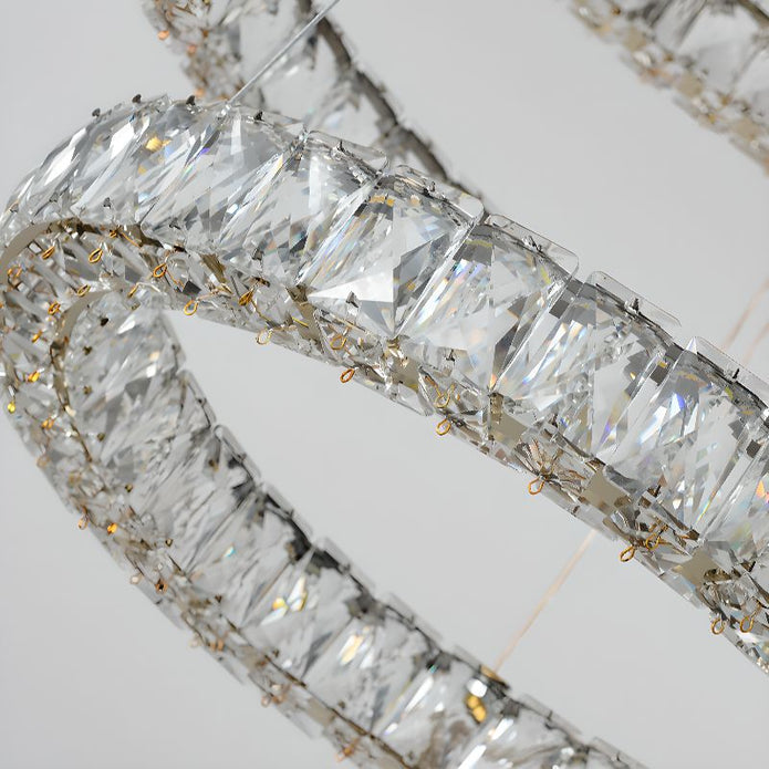 Three Ring Round Crystal LED Chandelier, Gold, 80/60/40cm